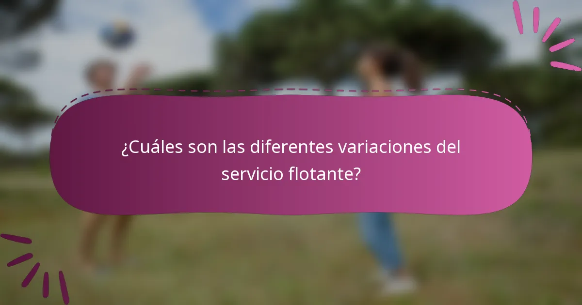 ¿Cuáles son las diferentes variaciones del servicio flotante?